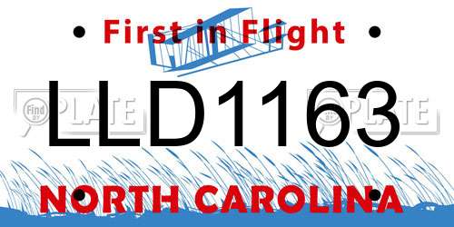 LLD1163 North Carolina License Plate