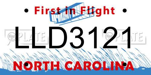 LLD3121 North Carolina License Plate