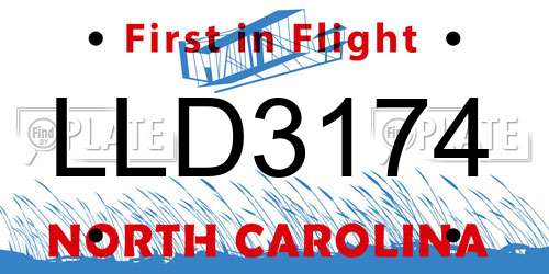 LLD3174 North Carolina License Plate