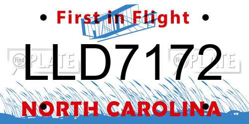 LLD7172 North Carolina License Plate