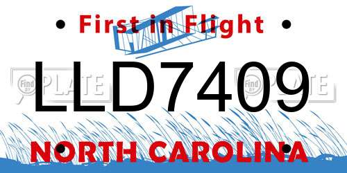 LLD7409 North Carolina License Plate