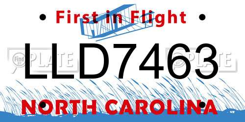 LLD7463 North Carolina License Plate