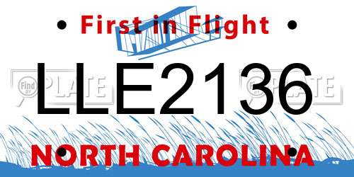 LLE2136 North Carolina License Plate