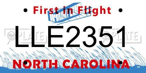 LLE2351 North Carolina License Plate