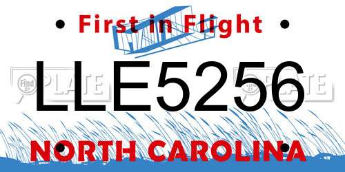 LLE5256 North Carolina License Plate
