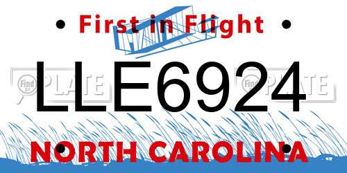 LLE6924 North Carolina License Plate