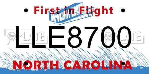 LLE8700 North Carolina License Plate