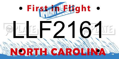 LLF2161 North Carolina License Plate