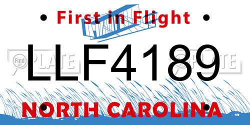 LLF4189 North Carolina License Plate