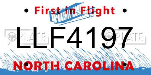 LLF4197 North Carolina License Plate
