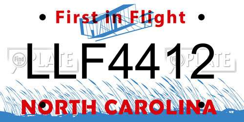 LLF4412 North Carolina License Plate