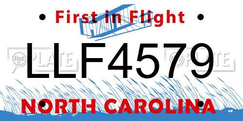LLF4579 North Carolina License Plate