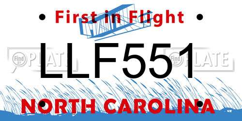 LLF551 North Carolina License Plate