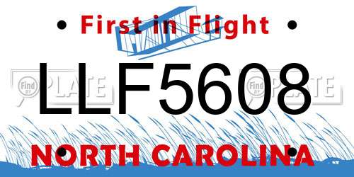 LLF5608 North Carolina License Plate