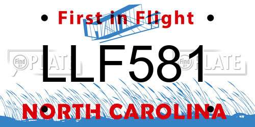 LLF581 North Carolina License Plate