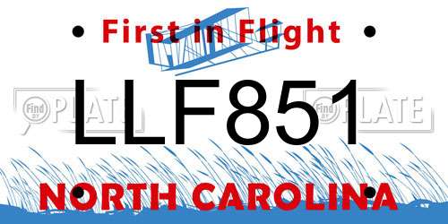 LLF851 North Carolina License Plate