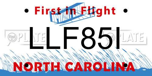 LLF85I North Carolina License Plate
