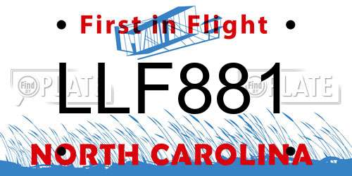 LLF881 North Carolina License Plate