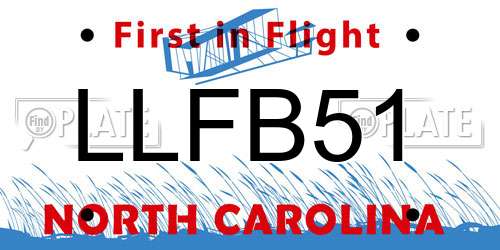 LLFB51 North Carolina License Plate