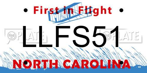 LLFS51 North Carolina License Plate