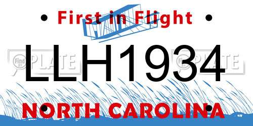 LLH1934 North Carolina License Plate