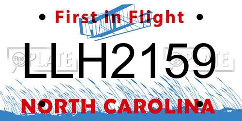 LLH2159 North Carolina License Plate