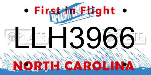 LLH3966 North Carolina License Plate