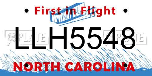 LLH5548 North Carolina License Plate