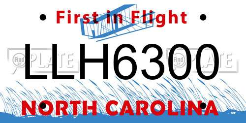 LLH6300 North Carolina License Plate