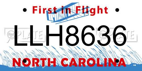 LLH8636 North Carolina License Plate