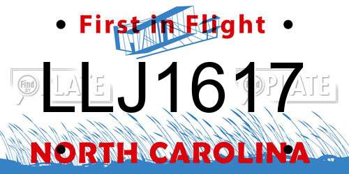 LLJ1617 North Carolina License Plate