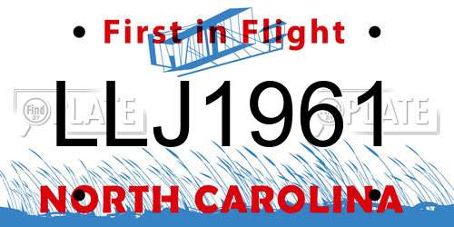 LLJ1961 North Carolina License Plate