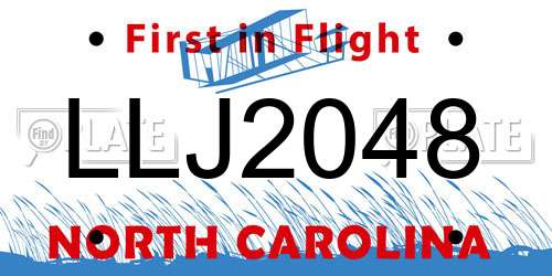 LLJ2048 North Carolina License Plate