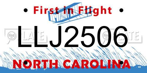 LLJ2506 North Carolina License Plate