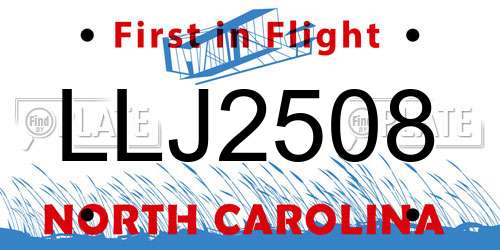 LLJ2508 North Carolina License Plate
