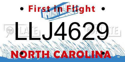 LLJ4629 North Carolina License Plate