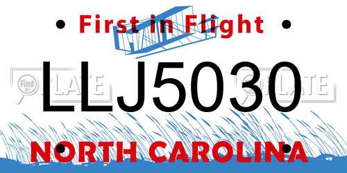 LLJ5030 North Carolina License Plate