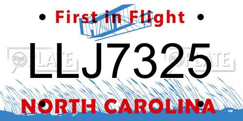 LLJ7325 North Carolina License Plate