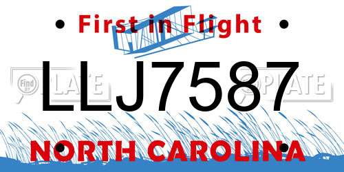 LLJ7587 North Carolina License Plate