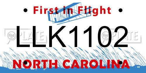 LLK1102 North Carolina License Plate