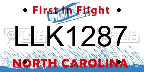 LLK1287 North Carolina License Plate