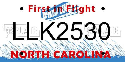 LLK2530 North Carolina License Plate