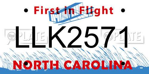 LLK2571 North Carolina License Plate