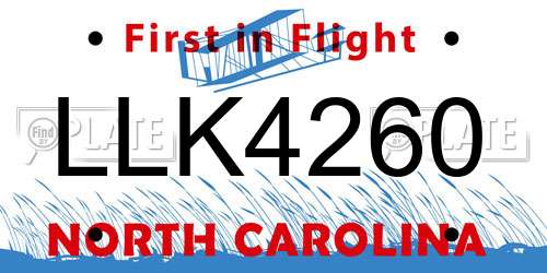 LLK4260 North Carolina License Plate
