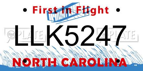LLK5247 North Carolina License Plate