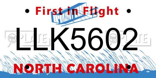 LLK5602 North Carolina License Plate