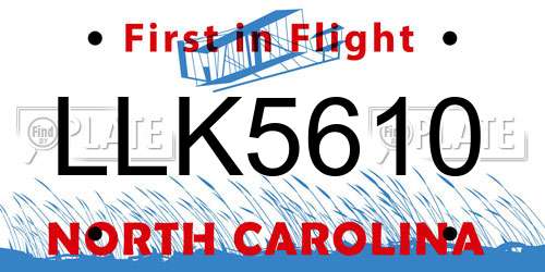 LLK5610 North Carolina License Plate