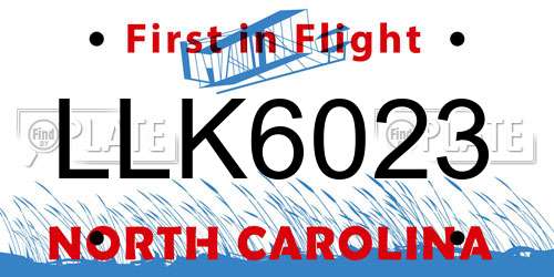 LLK6023 North Carolina License Plate