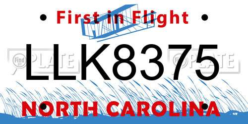 LLK8375 North Carolina License Plate