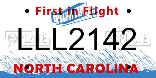 LLL2142 North Carolina License Plate